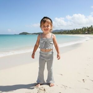 SET Boutique Two Piece B&W Striped Summer Set